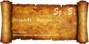 Szopkó Barna névjegykártya